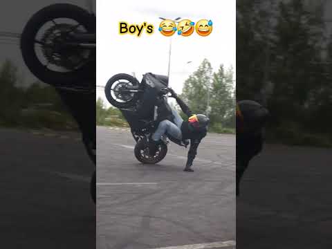 girl vs boy's stunt🤣😂😅#shorts #trending #shotsfeed #biker #rider #racing #virel #subscribe