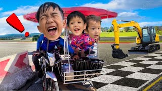 เจอรถแม็คโครก่อสร้างถนน รอบเมืองพัทยา | พี่โฟล์คและน้องแฝด