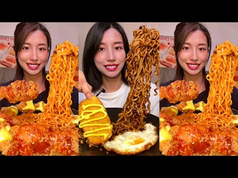 ASMR MUKBANG | 불닭볶음면 떡볶이 먹방 | 중국 먹방 모음 | 중국면 먹방 | 매운라면와치킨튀김 | 치킨버거 | 매운음식먹방 | Asmr Mì Cay Mukbang