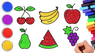 🍒 How To Draw Fresh Fruits Easy Way 🍉 | Drawing, Painting And Coloring For Kids | Chiki Art Hindi
