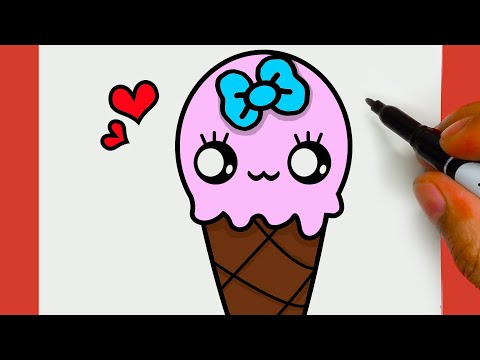 CÓMO DIBUJAR UN LINDO CONO DE HELADO, PASSO A PASSO,  JACK Dibujos