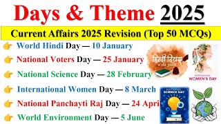 Days & Theme 2025 | Important Days & Themes 2025 | दिवस एवं थीम 2025 | Current Affairs 2025