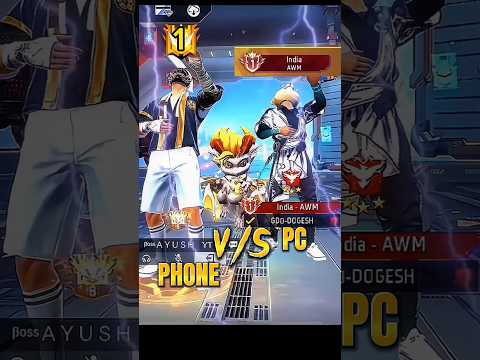 AWM TOP 1 Vs GRANDMASTER TOP 1 😱 || PHONE VS PC FREE FIRE PLAYER #short #freefireshorts