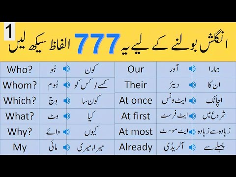 Basic English Vocabulary Course in Urdu | 777 Vocabulary Words Lesson 1 | @AQEnglishOfficial