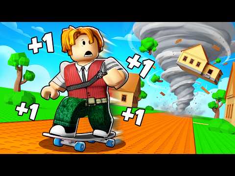 SKATE vs TORNADO no ROBLOX (Roblox +1 Speed Skateboard vs Tornado)