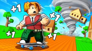 SKATE vs TORNADO no ROBLOX (Roblox +1 Speed Skateboard vs Tornado)