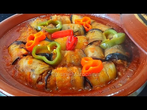 Recette Tajine Roulées d'aubergines et viande hachée  Cuisine Marocaine 🇲🇦 Eggplants Tajine Recipe