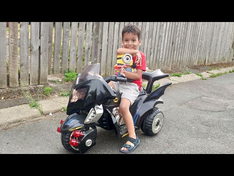 Little Boy Back Road Batman trike Uphill