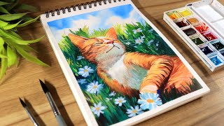 Watercolor Painting Idea Beautiful Garden Scene Step by Step