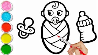 How To Draw Cute Baby For Children_ Drawing, Coloring, Painting For Kids and Toddlers _ Kids Art