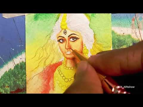 Ma Durga Ki Mini Drawing Full Tutorial / মা দুর্গা //#art #durga #durgapuja @UX_ARtshow