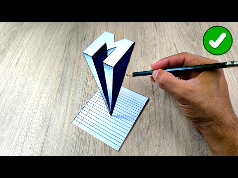 ! Impresionante Dibujos 3D ⭐ Como Dibujar en 3D la Letra M con Perspectiva con Lapiz