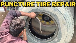 Amazing Technique of Truck Tyre Puncture Repair | Truck Tire Rescue on Road