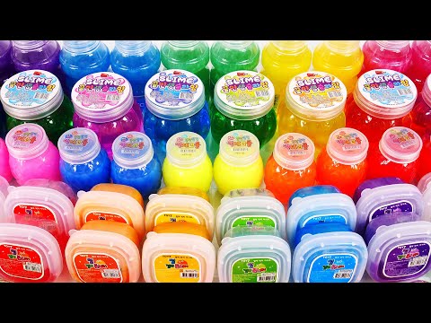 Satisfying Video How to make Rainbow Store Bought Slime Mixing All My Slime Smoothie Cutting ASMR