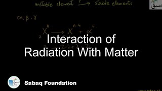 Interaction of Radiation With Matter