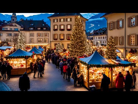 Christmas Market In Bern Switzerland🇨🇭Rainy evening Walk In BERN City