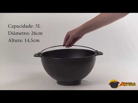 Panela Polenteira Ferro Fundido Tampa Vidro Libaneza 5 Lts