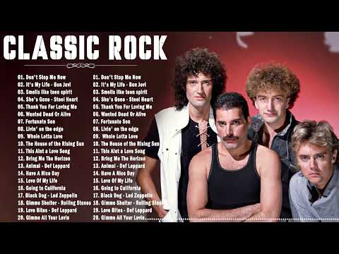 Greatest Hits Classic Rock Songs Ever - Queen, ACDC, Aerosmith, Nirvana, CCR, Led Zeppelin, Bon Jovi