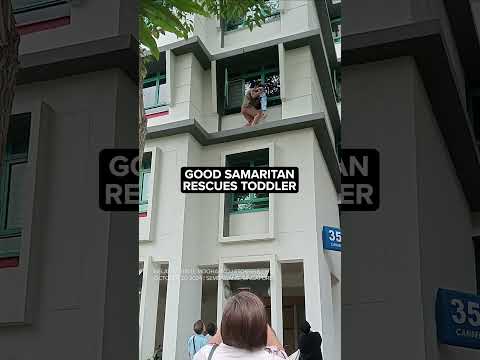 Good Samaritan rescues toddler seen standing on narrow ledge