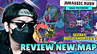 REVIEW NEW MAP JURASSIC RUSH I FOUND NEW SECRET SHORTCUT AND NEW BUG 😱 NEW UPDATE STUMBLE GUYS 0.88