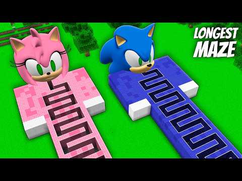 I found a LONGEST SONIC MAZE in Minecraft ! What's INSIDE the LONGEST AMY SONIC ? WHO'S BETTER ?