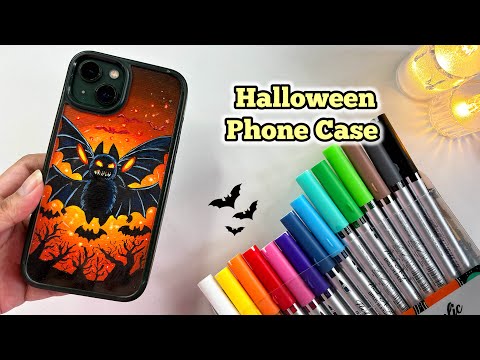 Cute Halloween Phone Case DIY | Acrylic Painting  #satisfyingart #halloween #diy