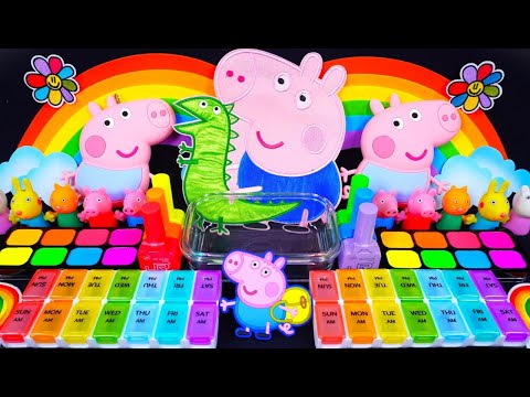 "Peppa Pig" Slime. Mixing Makeup into clear slime! 🌈ASMR🌈 #satisfying #슬라임 #peppapig  (549)