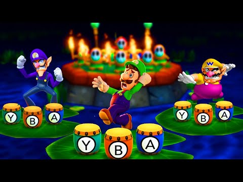 Mario Party The Top 100 - Lucky Minigames - Daisy vs Luigi vs Waluigi vs Wario