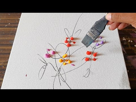 Cool Floral Abstract Painting Demo / Easy for beginners / Relaxing / Daily Art Therapy / Day #0146
