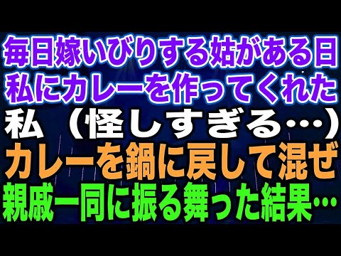 【スカッとする話】毎日嫁いびりする姑がある日私にカレーを作ってくれた私（怪しすぎる…）カレーを鍋に戻して混ぜ親戚一同に振る舞った結果