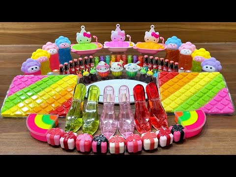 Mixing Makeup and Clay into Rainbow Hello Kitty Slime! #58