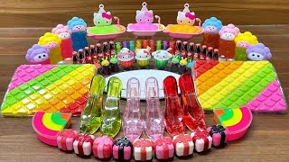 Mixing Makeup and Clay into Rainbow Hello Kitty Slime! #58