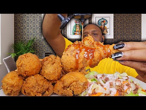 ENORMOUS FRIED CHICKEN LEGS MUKBANG | EATING SHOW | SOULFOOD