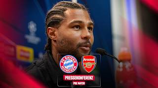 Pressekonferenz vor FC Bayern – Arsenal FC mit Serge Gnabry & Aaron Danks | Champions League