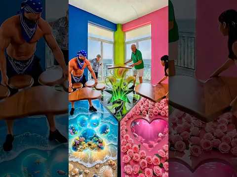 THIS TRIPLE FLOOR IS CRAZY 😱 Ocean vs Flowers vs Nature Epoxy Floor 🌊🌸🍀 #epoxy #floor #diy