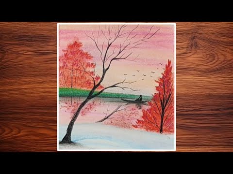 How to draw beautiful scenery using soft pastel | River scenery drawing ideas