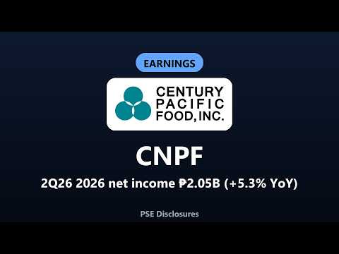 CNPF: 2Q26 2026 net income PHP 2.05B (+5.3% YoY) #Shorts