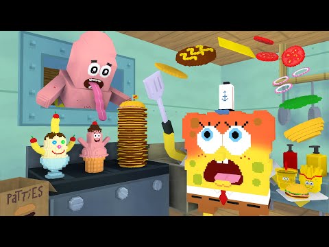 🍕 [Full Season] Work At Bikini Bottom Fast Food Places - Minecraft Animations