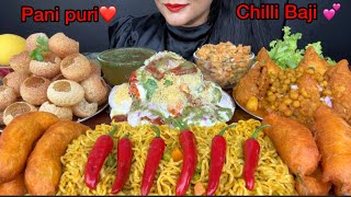 ASMR EATING PANIPURI,MAGGI NOODLES,DAHI VADA,SAMOSA GUGNI,STREETFOOD