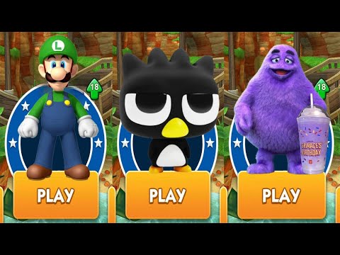 Badtz-Maru vs Luigi Super Mario Jungle Runner vs Grimace Shake Rush vs All Bosses - Sonic Dash