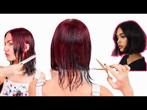 Cutting Bob Hair Cut at-home (a-line style, super easy)