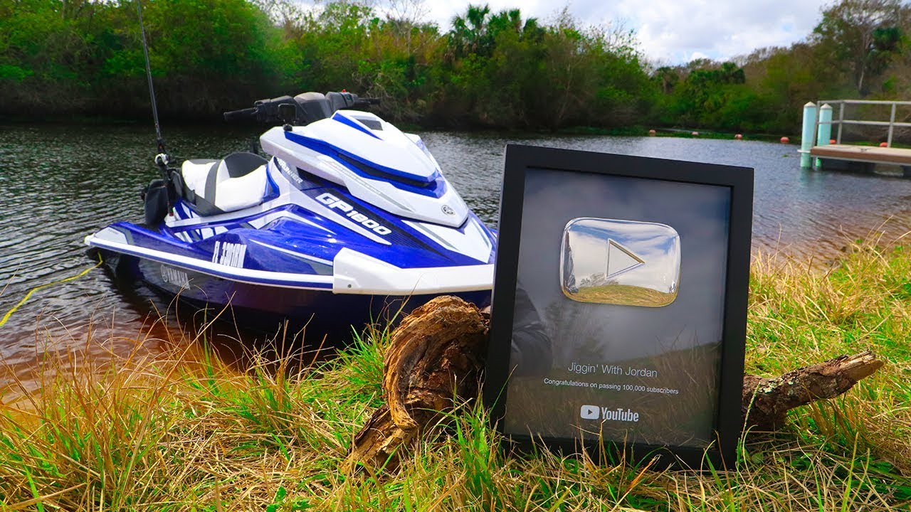 Receiving SILVER Play Button While JetSki Fishing! (YOUTUBE AWARD)