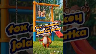 Fox 🦊 & Monkey 🐵 vs swing جھولا 😲. don't miss 🔚. *"animated kids story*"#shorts #viralvideo