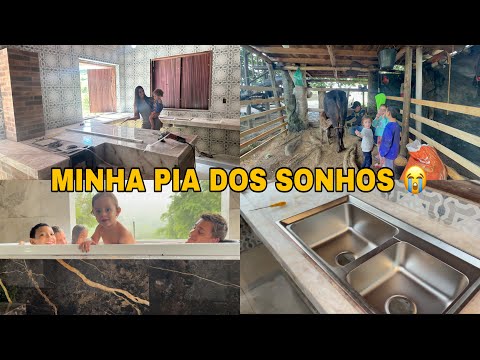 Dia no Sítio: MINHA PIA DOS SONHOS INSTALADA+ Primeiro banho na banheira 😍