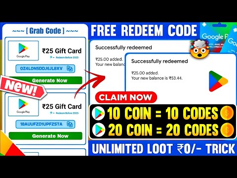 ( Unlimited ) Free Redeem Code For | how to get free redeem code | Free Google Play Redeem Code 2024