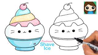 How to Draw Pusheen Shave Ice Dessert | Cute Summer Drawing