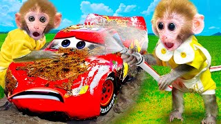 MONKEY WASHING MC QUEEN CAR - ANIMAL VIDEOS