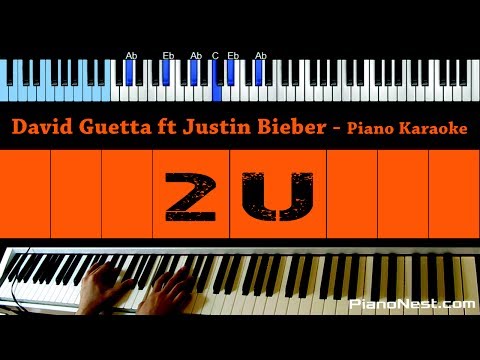 David Guetta ft Justin Bieber – 2U – LOWER Key (Piano Karaoke / Sing Along)