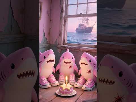 Pink Tralala Shark Babies Sing & Play at the Beach 🦈 #shark #whale #ocean #shorts