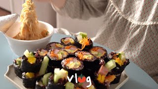 무더위도 못 막는 식욕 / 뼈찜,카페인 중독 햅쌀와플 먹방 / 그릭복숭아,스팸마리,크림떡볶이,김밥,오므라이스